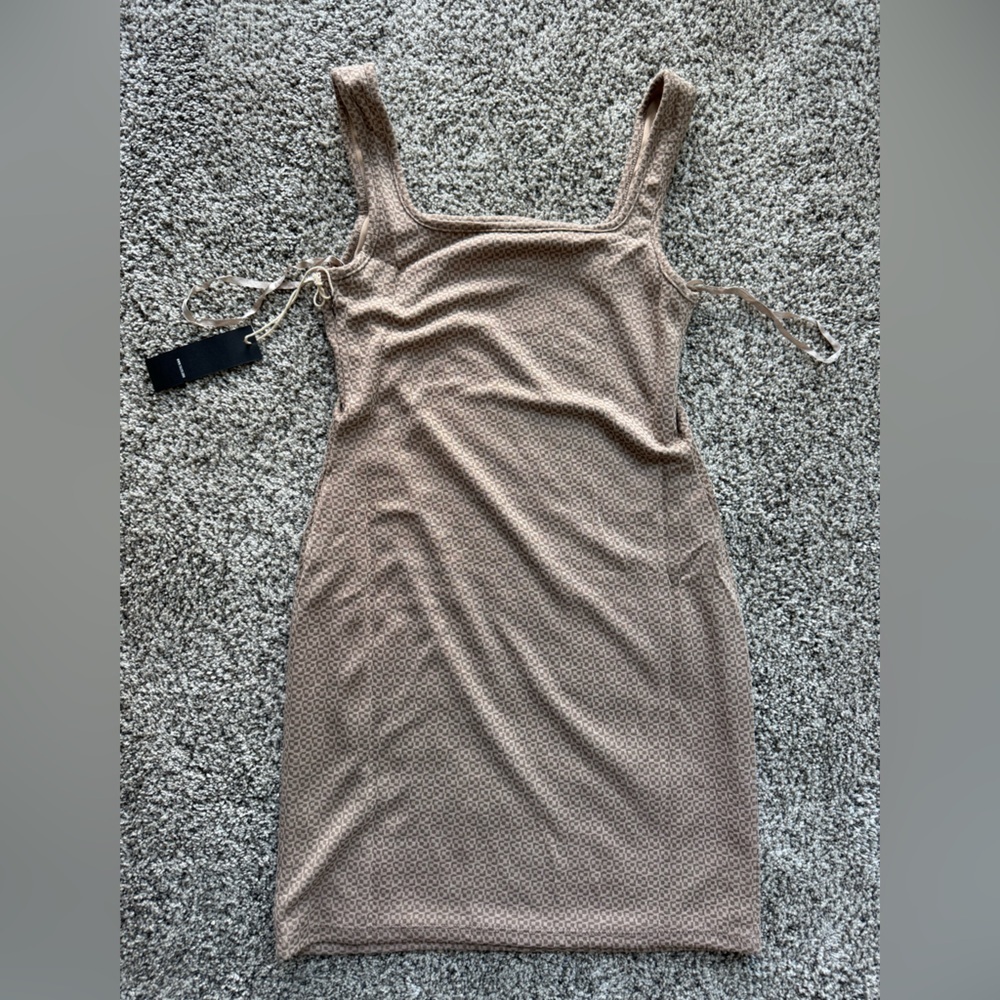 WEST OF MELROSE Tank Dress Womens Sz XS Tan Multi print lined minidress NWT - Picture 8 of 12